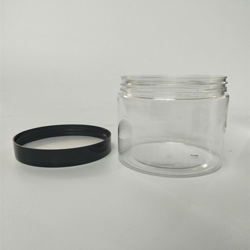 500ml 16.7oz Clear Plastic Jars with Black Lids Wholesale