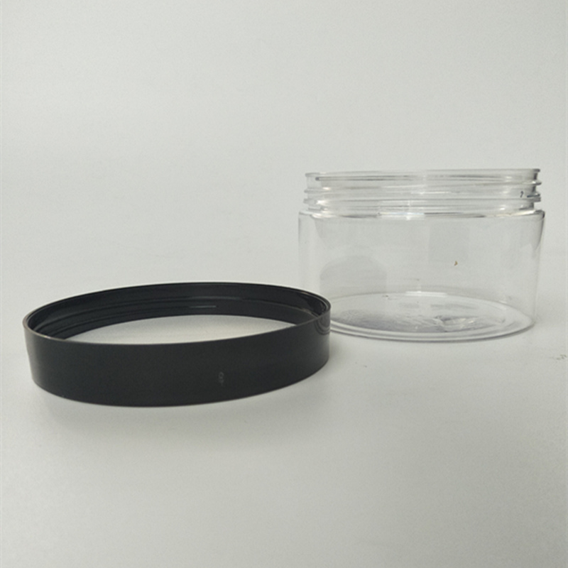 300ml 10oz Clear Plastic Straight Sided Jars with Black Lids Wholesale