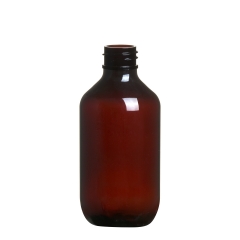 bernsteinfarbene Plastikflasche aus Kunststoff