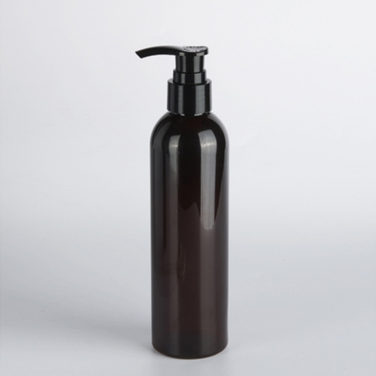  250ml bernsteinfarbene Haustierflasche mit schwarzer Pumpe